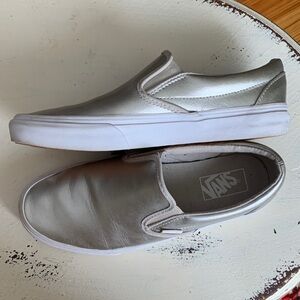 Vans Metallic Silver Slip-On Shoes
